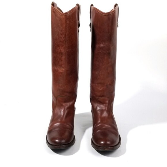 FRYE Melissa Whiskey Leather Button Lug Tall Boots Western Horse Gir Equestrian - Picture 4 of 12